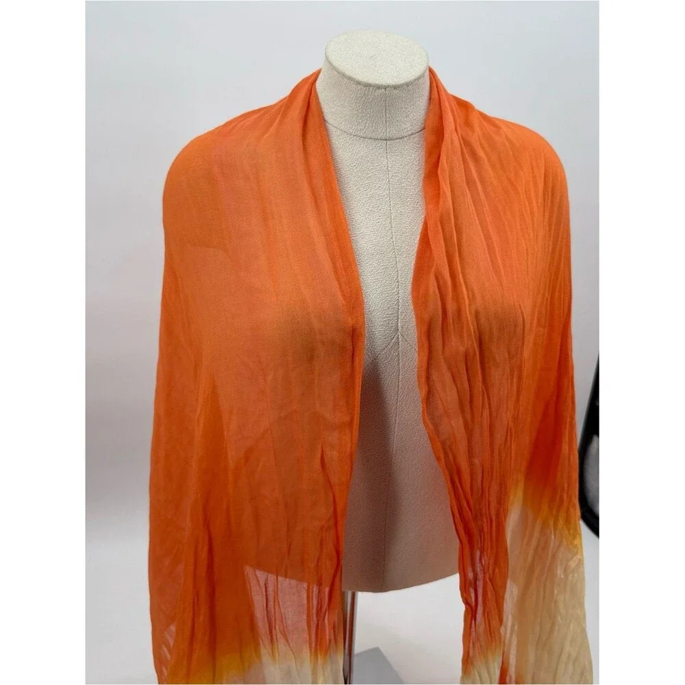 Unbranded Orange Ombre Scarf Accessory Overlay Shawl Fringe Boho Beach